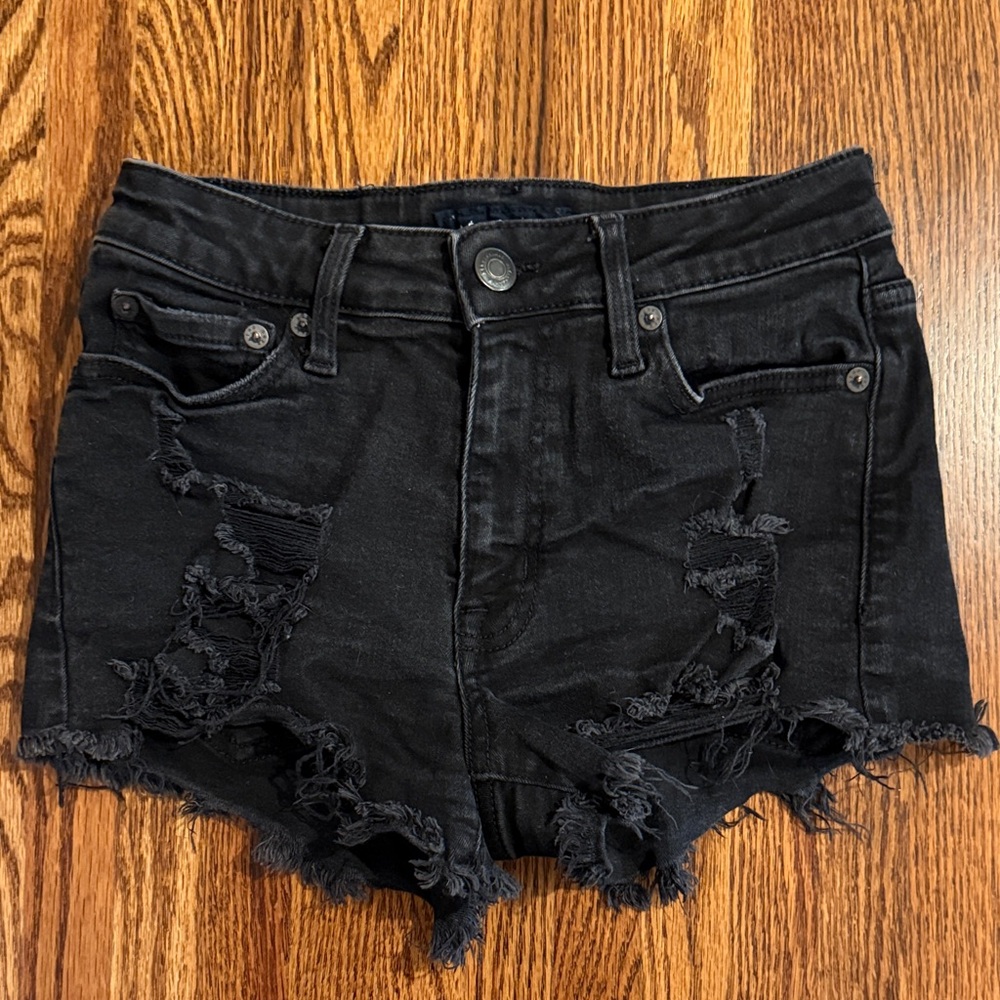 Aeropostale Black Vintage High Rose Shorty Jean Short